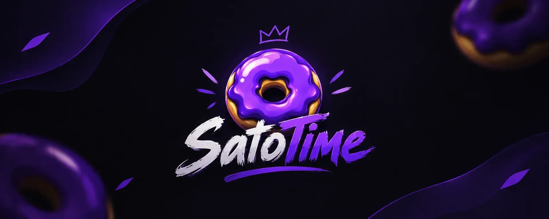 Баннер SatoTime с фиолетовым пончиком и короной